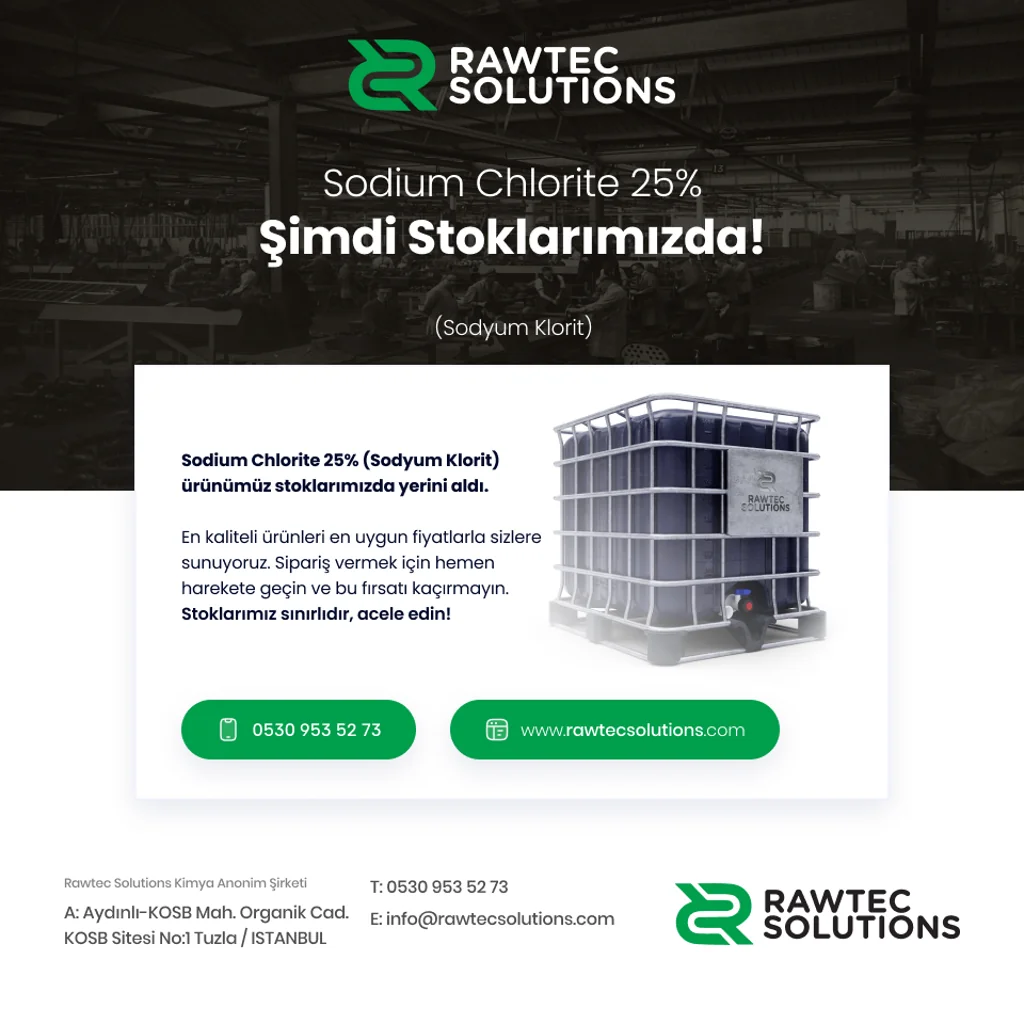 Sodium Chlorite 25% (Sodyum Klorit) Şimdi Stoklarımızda!